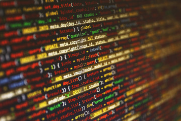 Web site codes on computer monitor, closeup