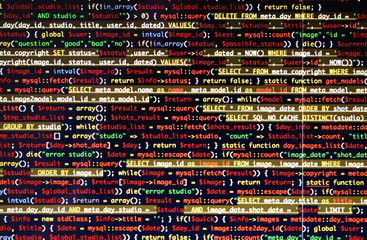 Web site codes on computer monitor, closeup