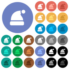 Santa hat round flat multi colored icons
