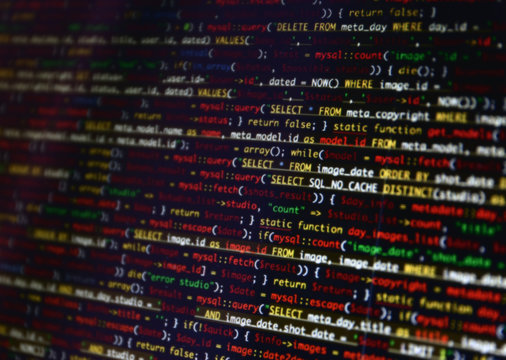 Web site codes on computer monitor, closeup