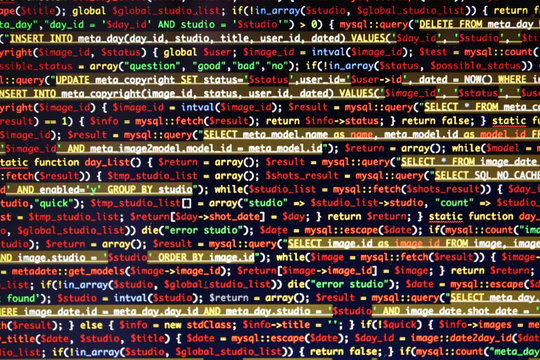 Web site codes on computer monitor, closeup