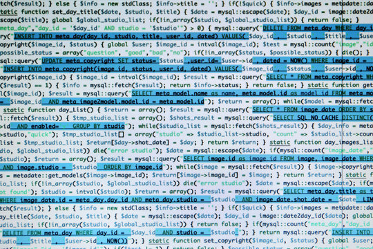Web site codes on computer monitor, closeup