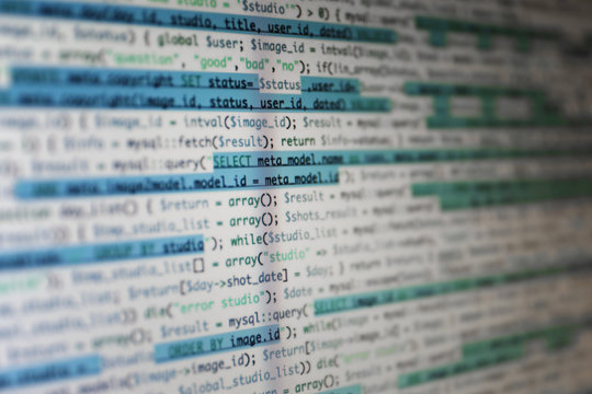 Web site codes on computer monitor, closeup
