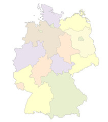 Map of Germany with provinces in pastel colors