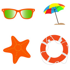 Set of summer icons on a white background, Vector illustration