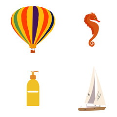 Set of summer icons on a white background, Vector illustration