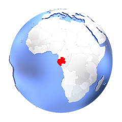 Gabon on metallic globe isolated