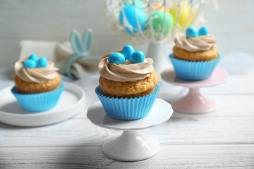Delicious Easter cupcake on a cake stand