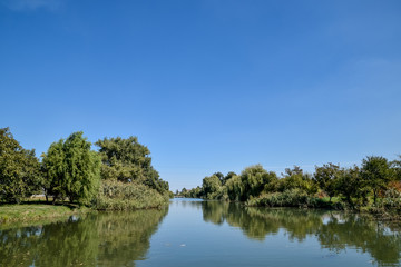 Fototapeta na wymiar Poltava Yerik. Landscape river, water and trees.