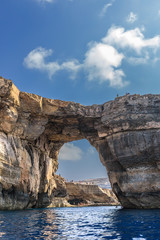 Fototapeta na wymiar The island of Gozo, Malta. The azure window (UNESCO World Heritage List), view from the sea