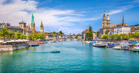 Zürich city center with river Limmat, Switzerland