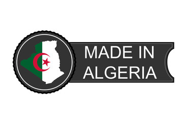 Made in Algeria round logo, vector
