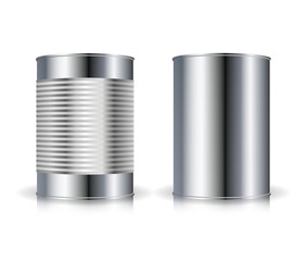 Metallic Cans Vector. Set Metal Tin Can Set Vector Illustration