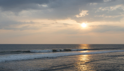 Sunset over the Indian Ocean to the shores of Sri Lanka