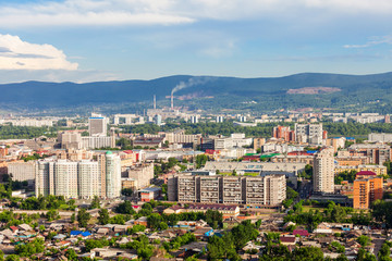 Naklejka premium Krasnoyarsk aerial panoramic view