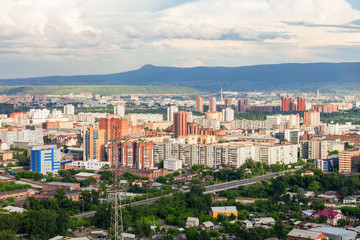 Fototapeta na wymiar Krasnoyarsk aerial panoramic view