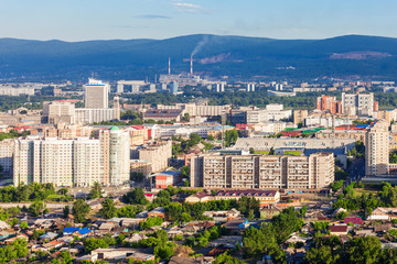 Obraz premium Krasnoyarsk aerial panoramic view