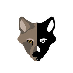 wolf head  vector illustration style Flat