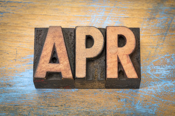 Apr - April month abbreviation in wood type