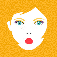 Young woman face portrait in colorful make up