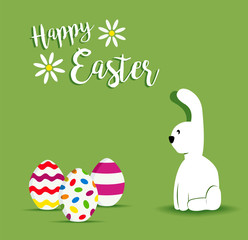 Happy Easter white bunny spring design