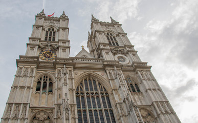 Fototapeta na wymiar Low angle view of Westminster Abbey. Beautiful morning in London