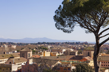 Panoramic view of historic center of Rome, Italy