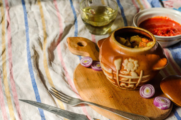 Cooked homemade food in a pot