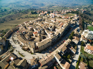 Drone Aerial Photo of  the Italian Hill Town of Staffalo, Le Marche, Italy