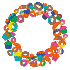 Frame of ring shape of bright pastry.