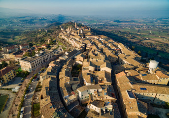 Fototapeta premium Pollenza Italy - Italian Village - Aerial View of ancient hill-top town.