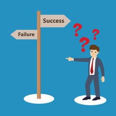 Businessman with the road sign