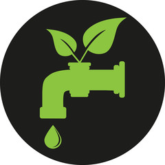 Green crane with a leaf on a black background