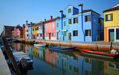 Fototapeta na wymiar island of Burano with long exposure effect near Venice in Italy