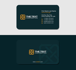 dark blue business card, yellow square