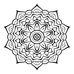 Mandala. Black and white decorative element. Picture for coloring.