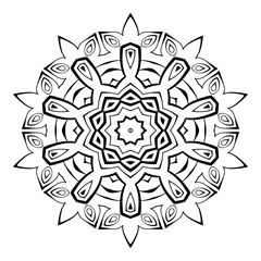 Mandala. Black and white decorative element. Picture for coloring.