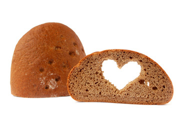 Sauerteig - Vollkornbrot  Bäckerbrot Brotscheibe mit Herz