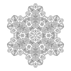 Mandala. Black and white decorative element. Picture for coloring.