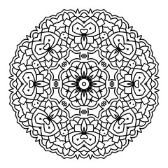 Mandala. Black and white decorative element. Picture for coloring.