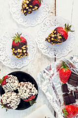Strawberries covered with a chocolate