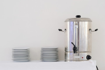 Interior of a cafe with the serviced tables