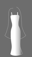 vector illustration of elegant basic wedding dress on grey background
