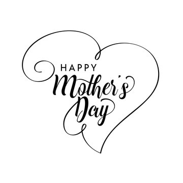 Happy Mother's Day greeting card. Typographic design isolated on white background.