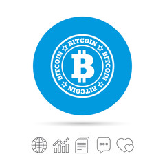 Bitcoin sign icon. Cryptography currency symbol.