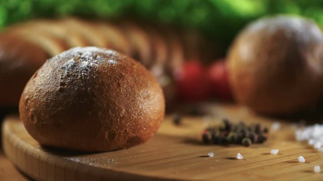 Bread, salt and pepper.