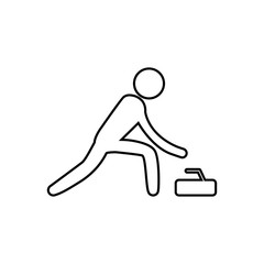 eps 10 vector thin line Curling sport icon. Winter sport activity pictogram for web, print, mobile. Black athlete sign isolated on gray. Hand drawn competition symbol. Graphic design clip art element