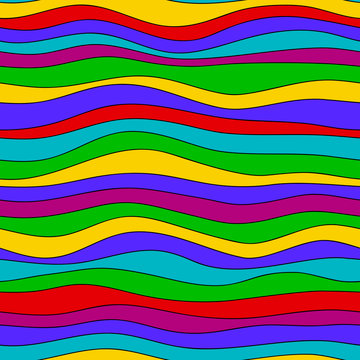 Colorful rainbow wave texture, seamless vector pattern for textile, backdrops, wallpapers, wrapping paper and other. gay pride colors