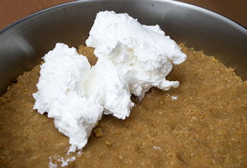 Preparation whipped cream cake in Novi Sad, Serbia