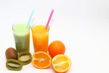 colorful fruit Smoothies isolated